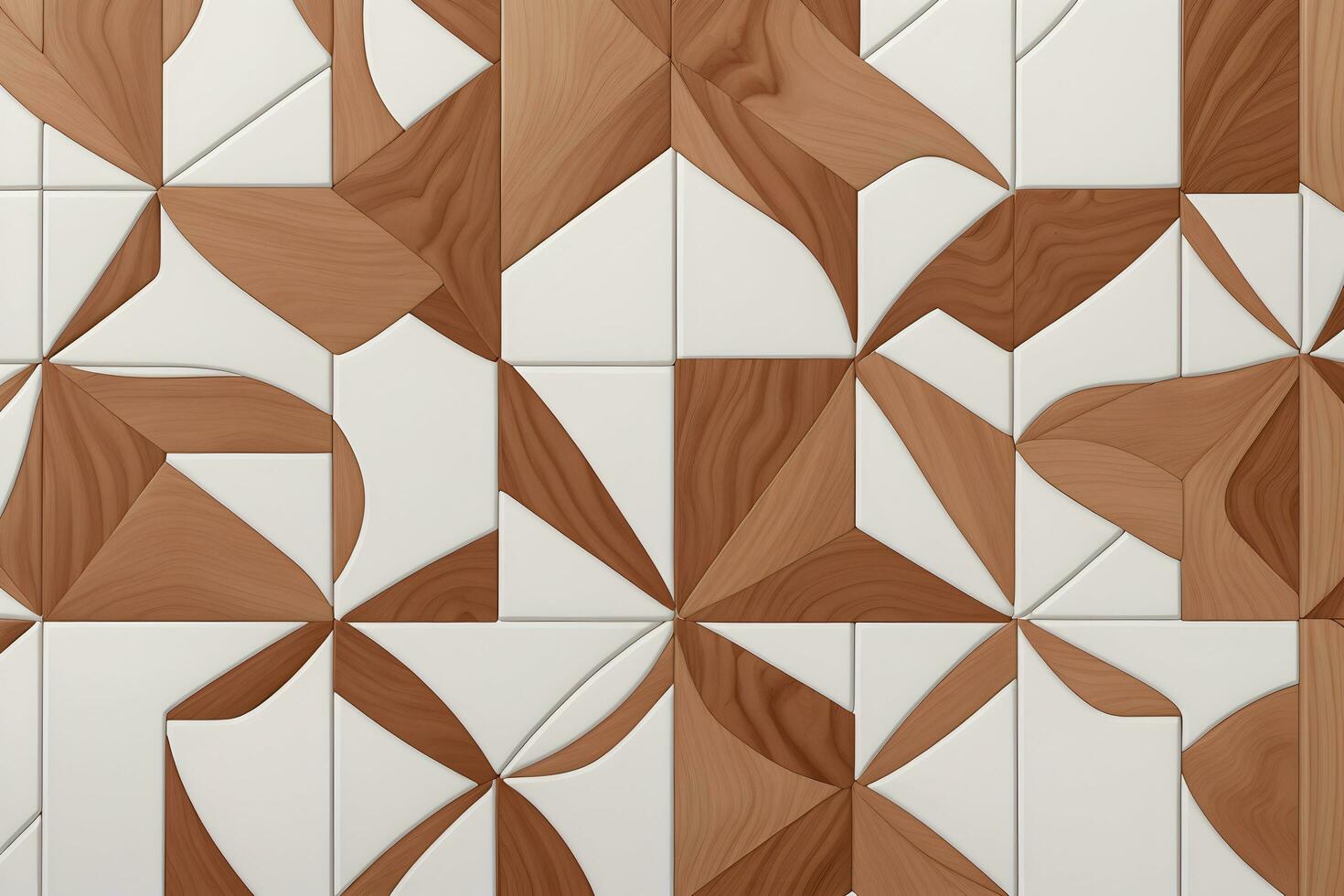 White Tile and Walnut Wood Design  with  Seamless Realistic Texture  generated by Ai photo