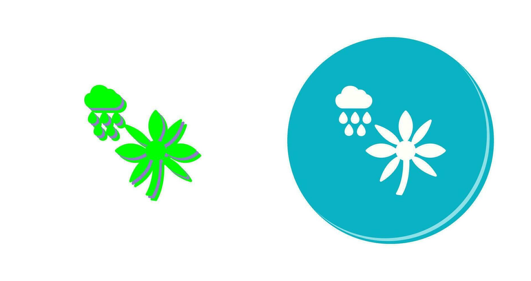 Flower with rain Vector Icon