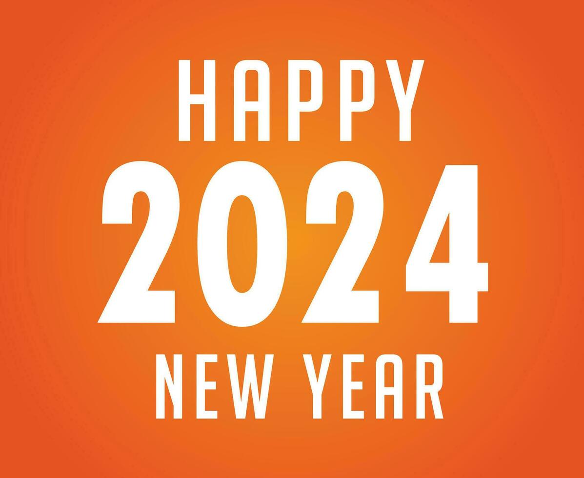 contento nuevo año 2024 fiesta diseño blanco resumen vector logo símbolo ilustración con naranja antecedentes