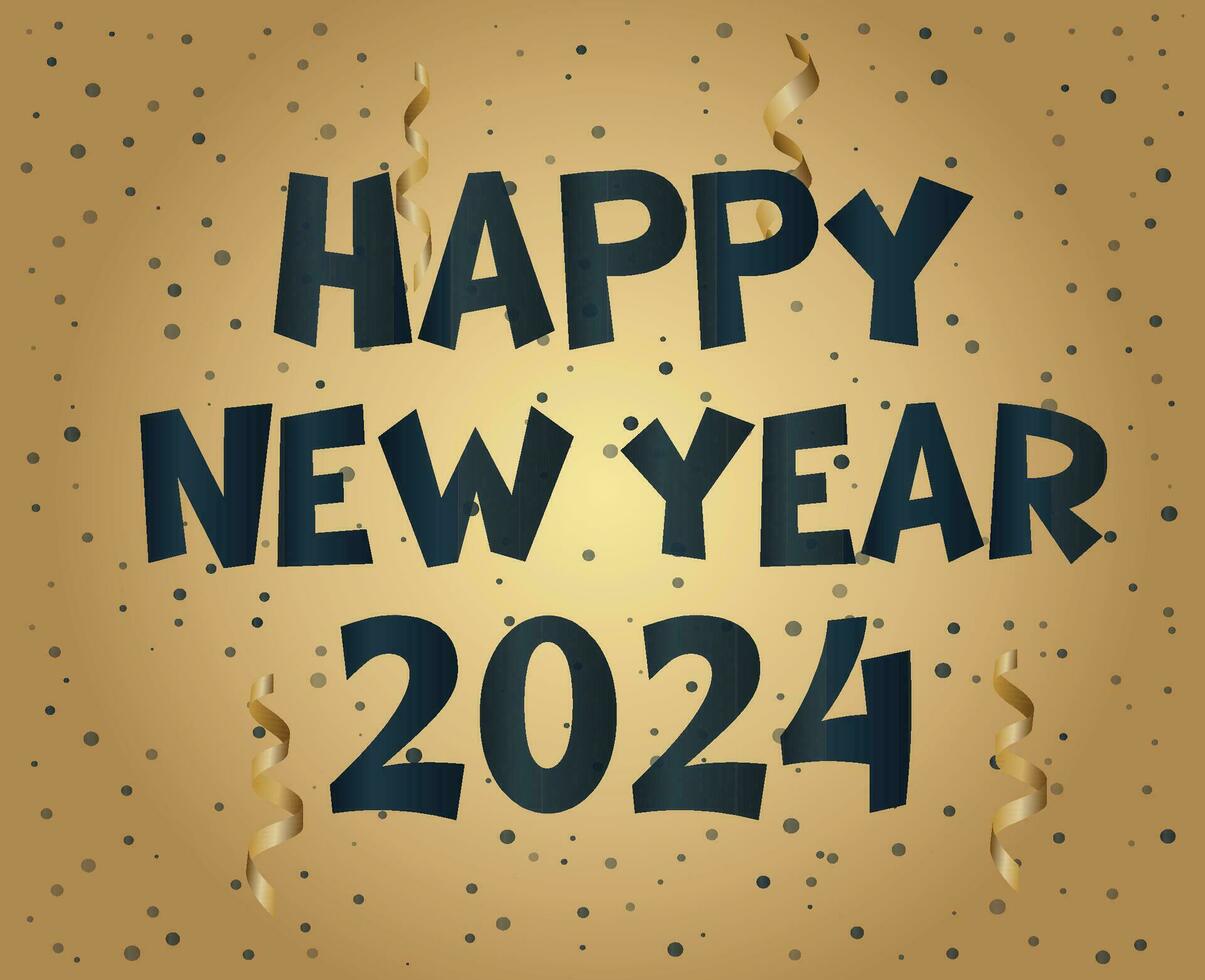 Happy New Year 2024 Holiday Design Blue Abstract Vector Logo Symbol