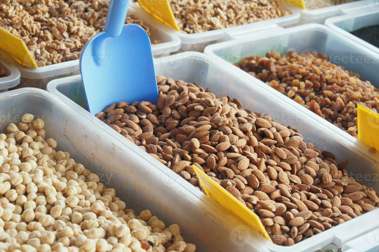 Close up of almond nuts selling at store photo