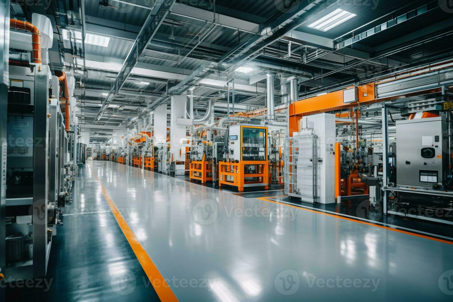 A clean modern enterprise powered by clean energy, producing eco-friendly products. Environmental purification plant. Ai generative photo