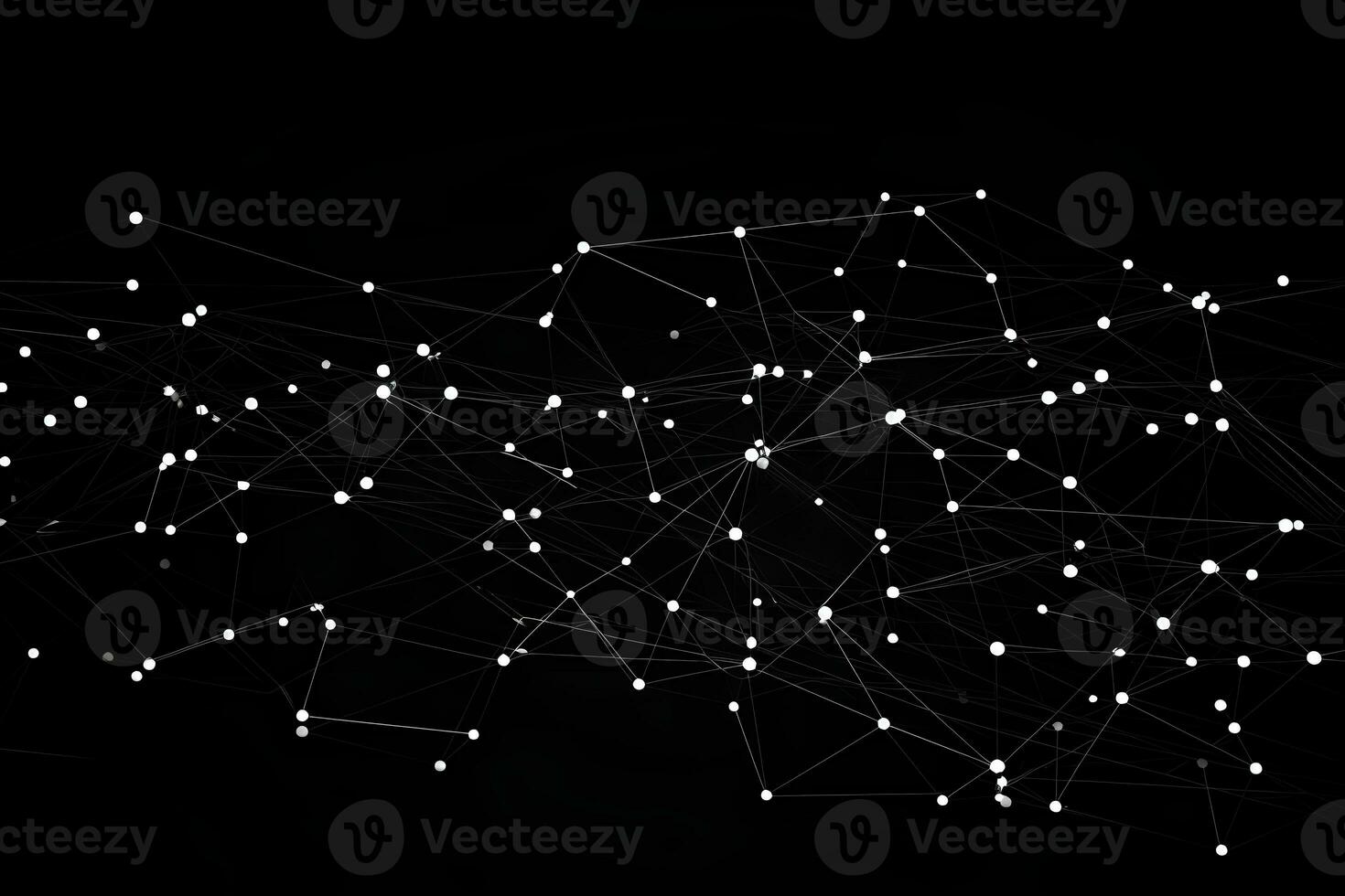 Technology abstract network with a cyber network grid and connected particles. Big data visualization. Digital dots and lines. AI Generative photo