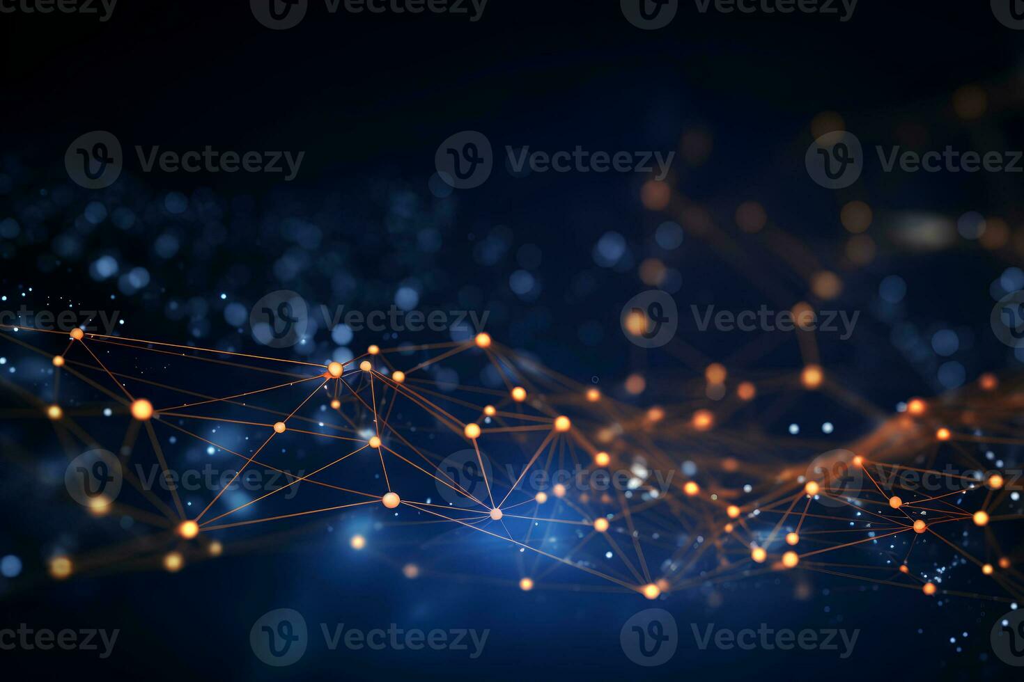 Abstract digital connection dots and lines background for technology, artificial intelligence, science, global communication. AI Generative photo