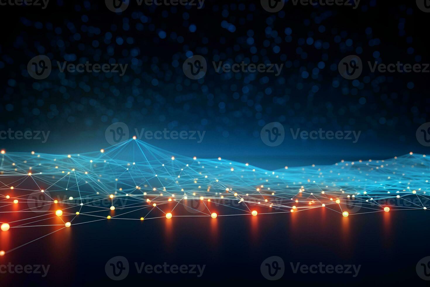 Abstract digital connection dots and lines background for technology, artificial intelligence, science, global communication. AI Generative photo