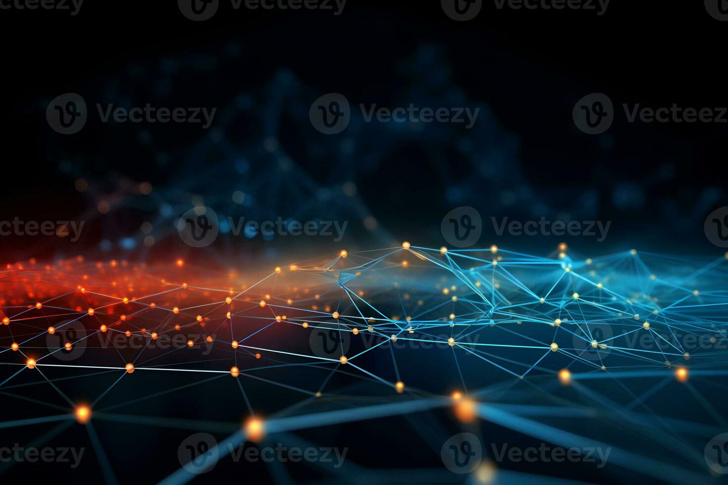 Abstract digital connection dots and lines background for technology, artificial intelligence, science, global communication. AI Generative photo