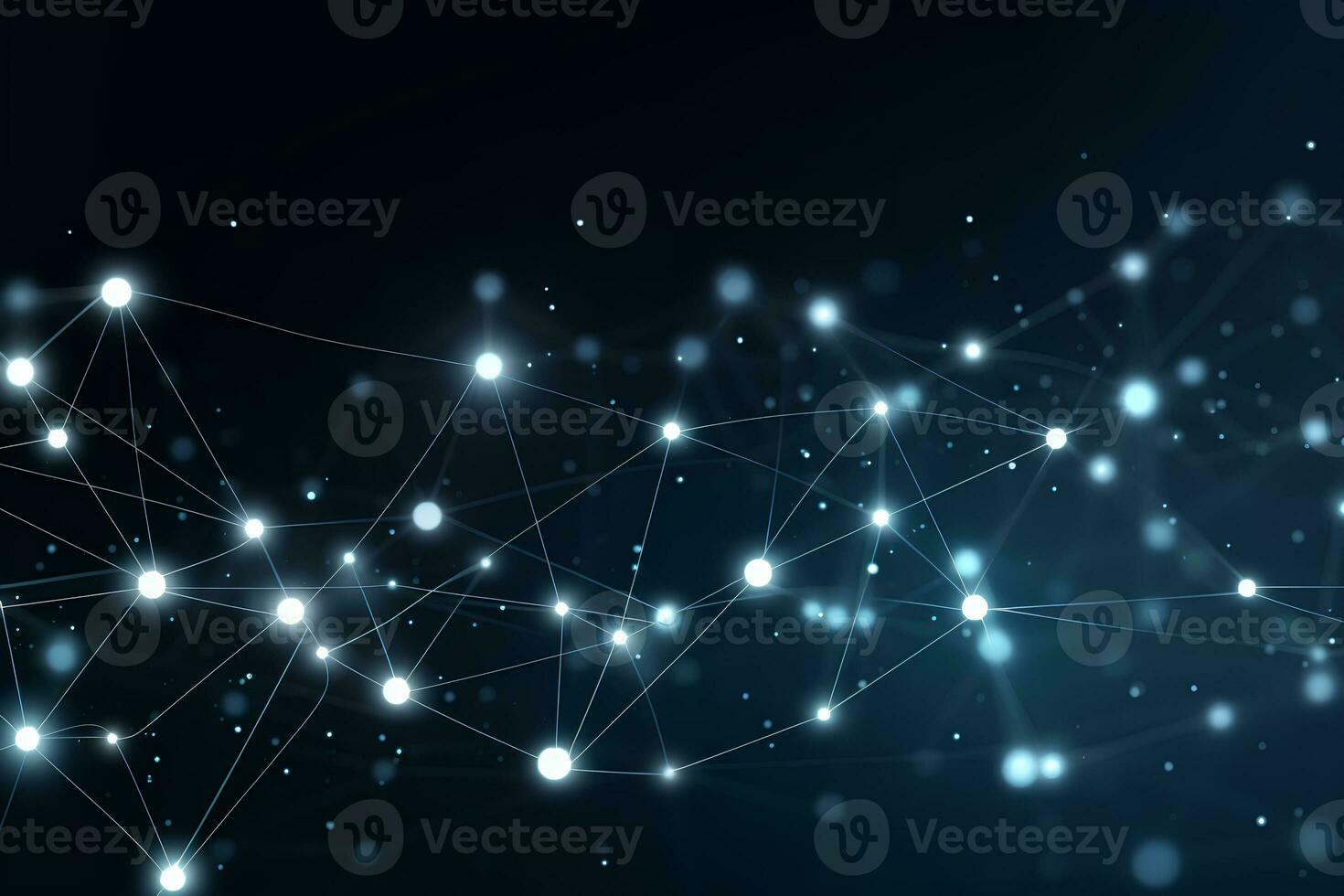 tecnología resumen red con un ciber red cuadrícula y conectado partículas grande datos visualización. digital puntos y líneas. ai generativo foto