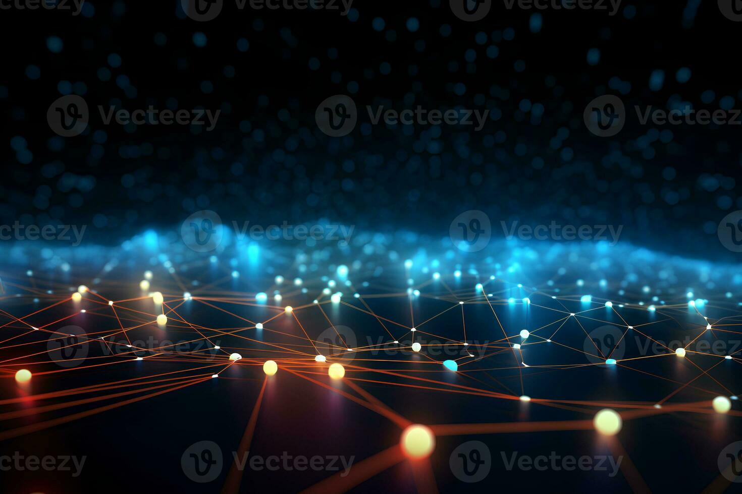 Abstract digital connection dots and lines background for technology, artificial intelligence, science, global communication. AI Generative photo