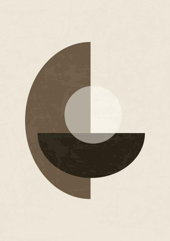 Aesthetic minimalist print with cut elements in modern style. Boho home decor of circle in neutral colors vector