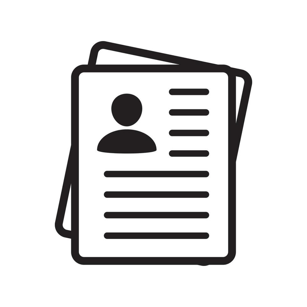 Resume icon. Personal data check icon. Vector icon for web design isolated on white background.