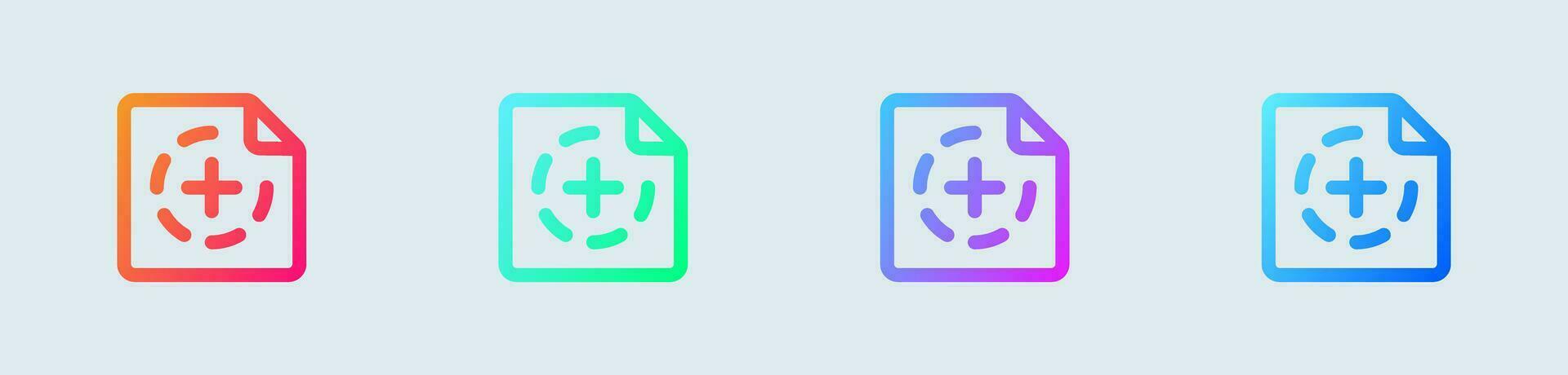 New document line icon in gradient colors. Add signs vector illustration.