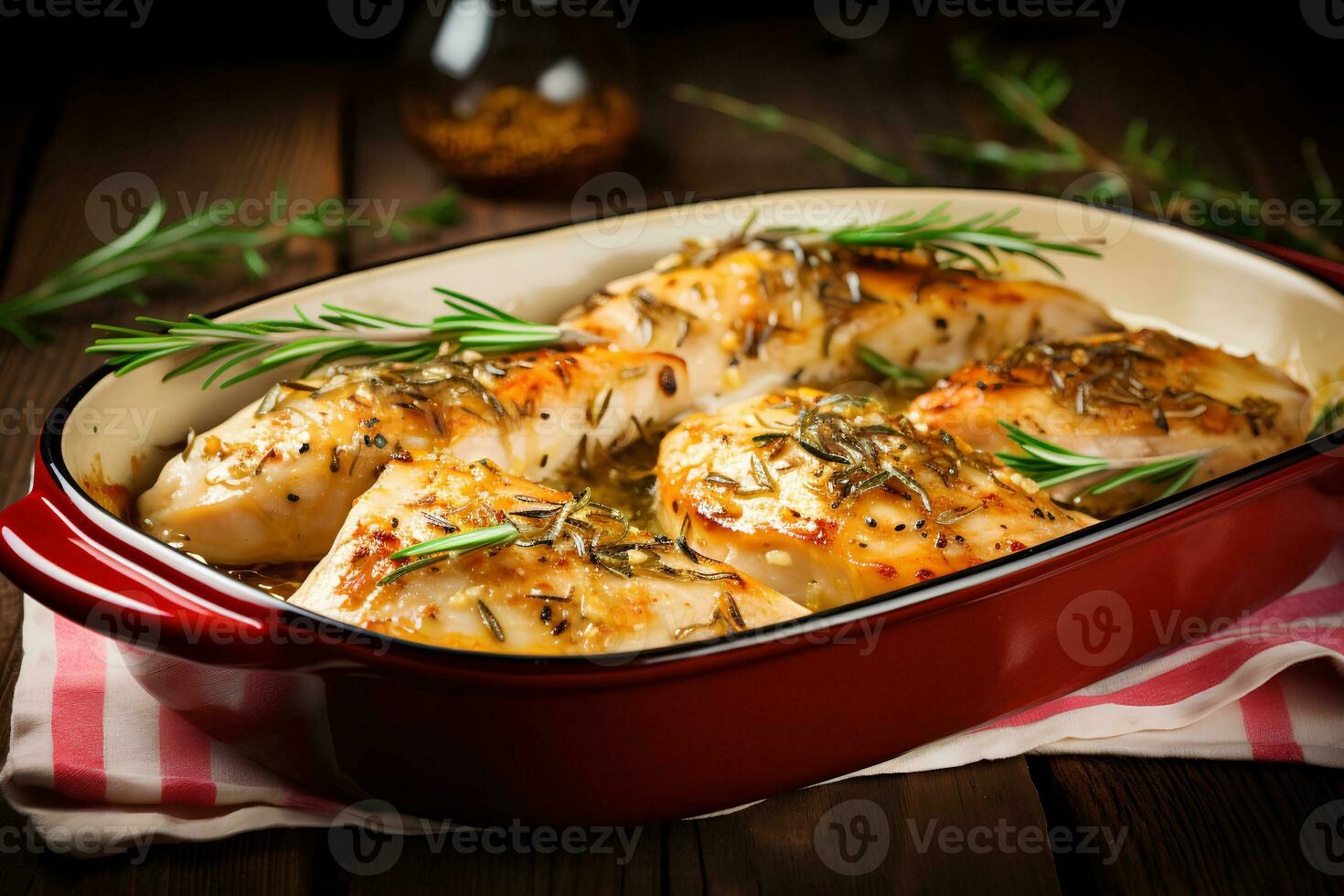 Succulent Chicken Breast Roasted to Perfection with Rosemary. Ai generative photo