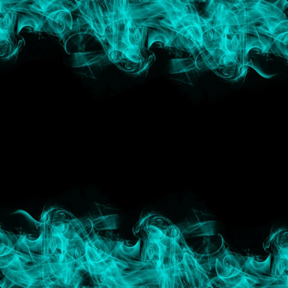 Abstract Cyan Smoke Frame On Black Background photo