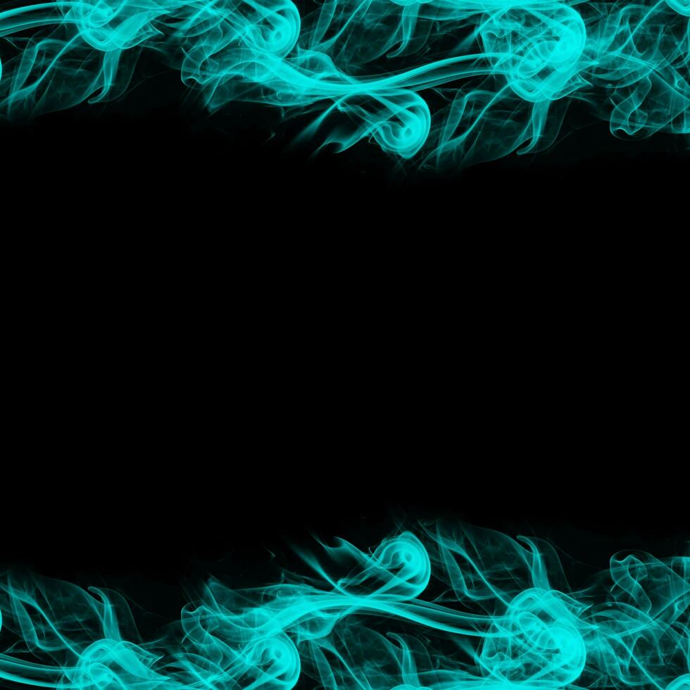 Abstract Cyan Smoke Frame On Black Background photo