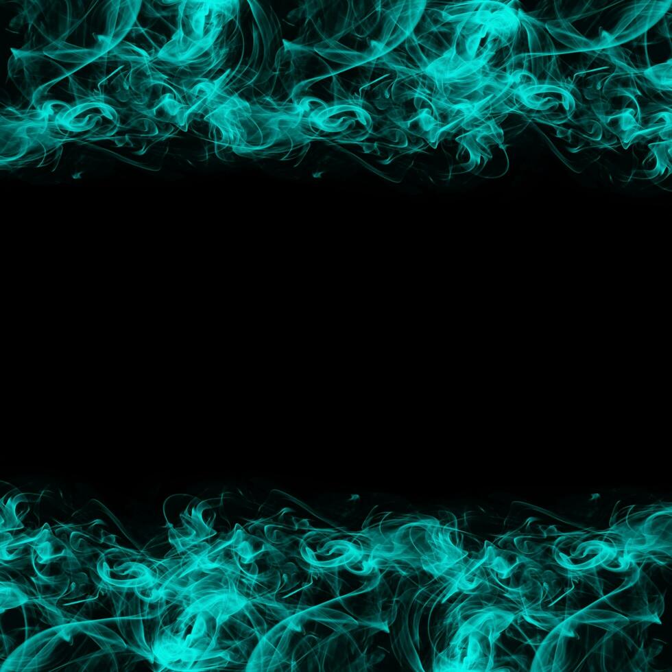 Abstract Cyan Smoke Frame On Black Background photo