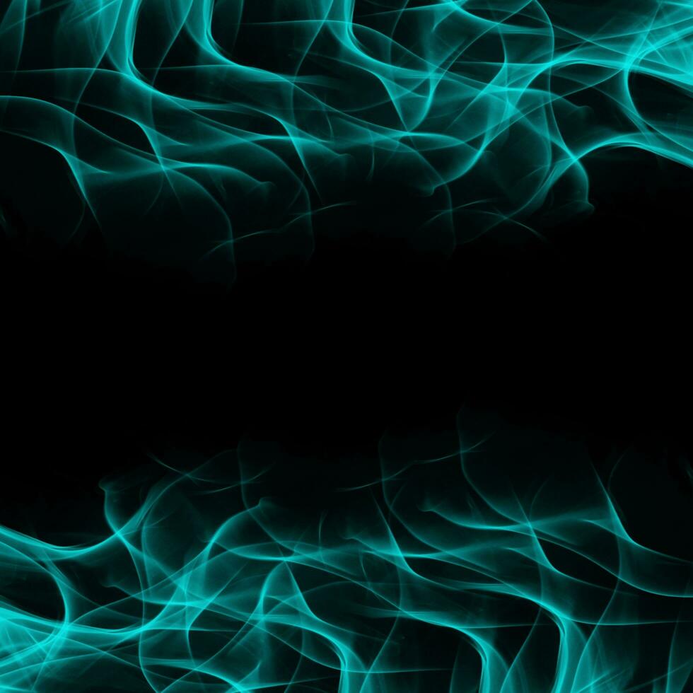 Abstract Cyan Smoke Frame On Black Background photo