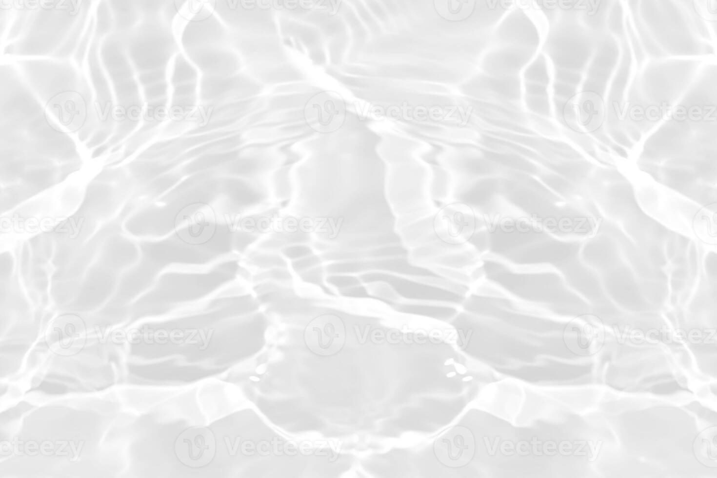 Defocus blurred transparent blue colored clear calm water surface texture with splashes reflection. Trendy abstract nature background. Water waves in sunlight with copy space. Blue watercolor shine. photo