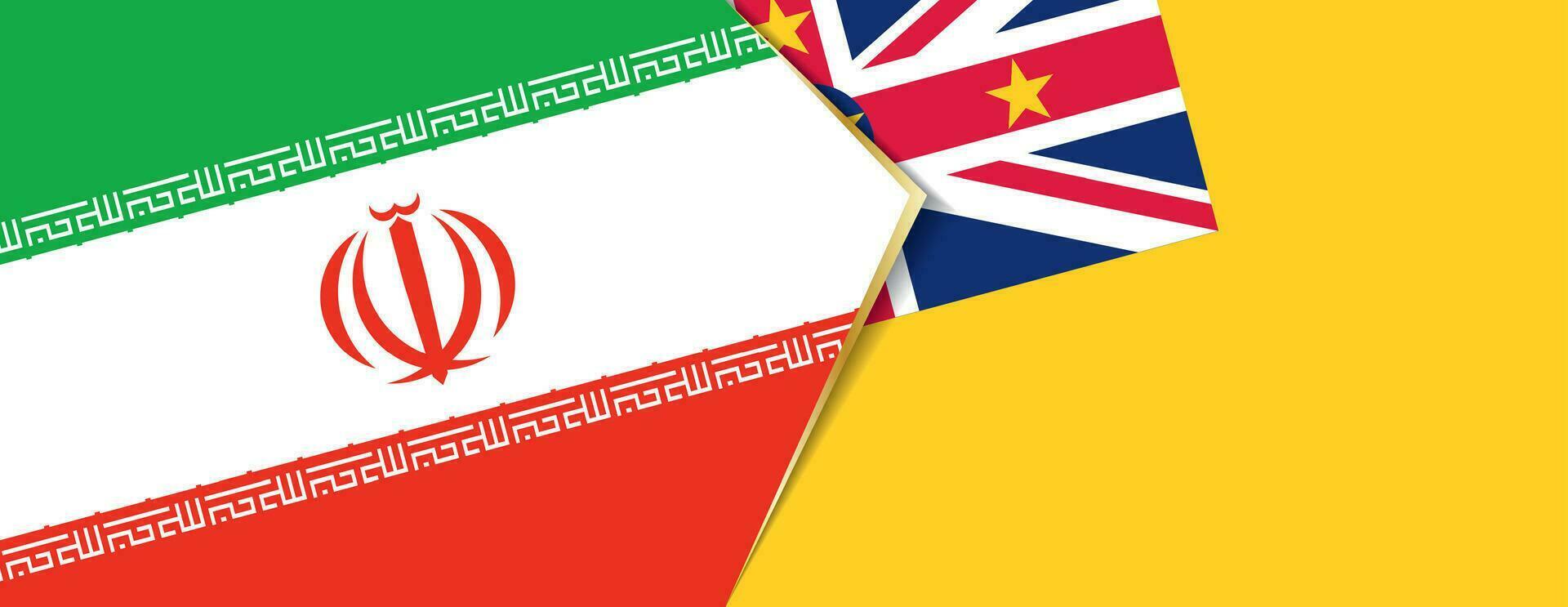 Iran and Niue flags, two vector flags.