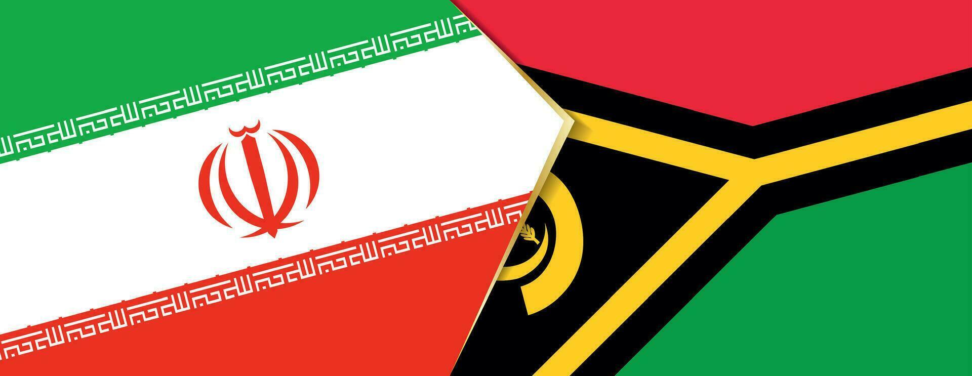 Iran and Vanuatu flags, two vector flags.