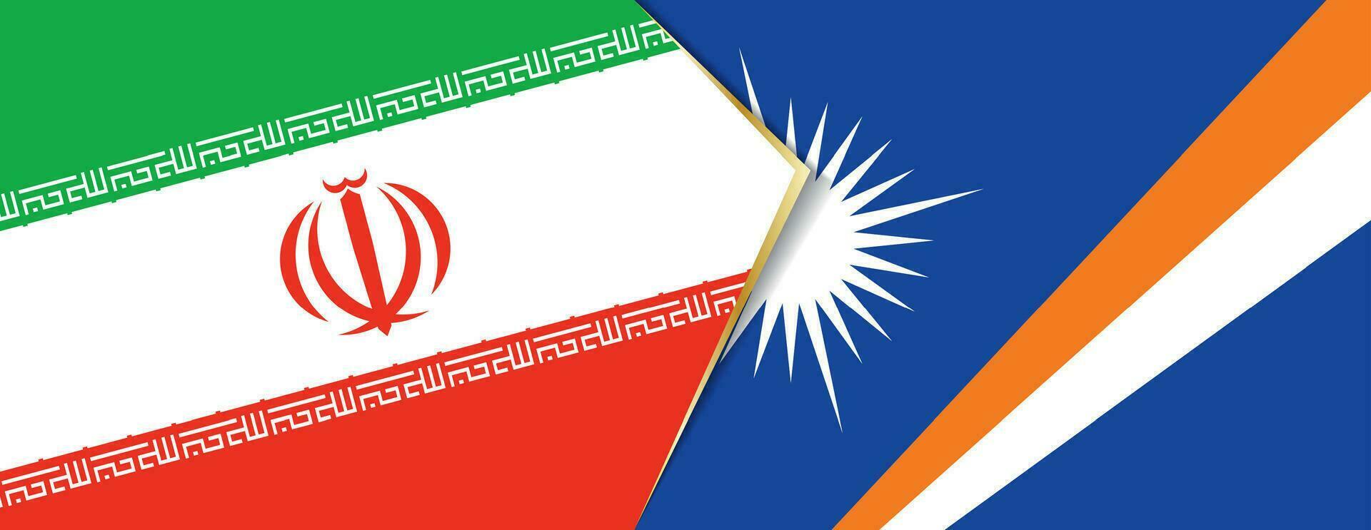 Iran and Marshall Islands flags, two vector flags.