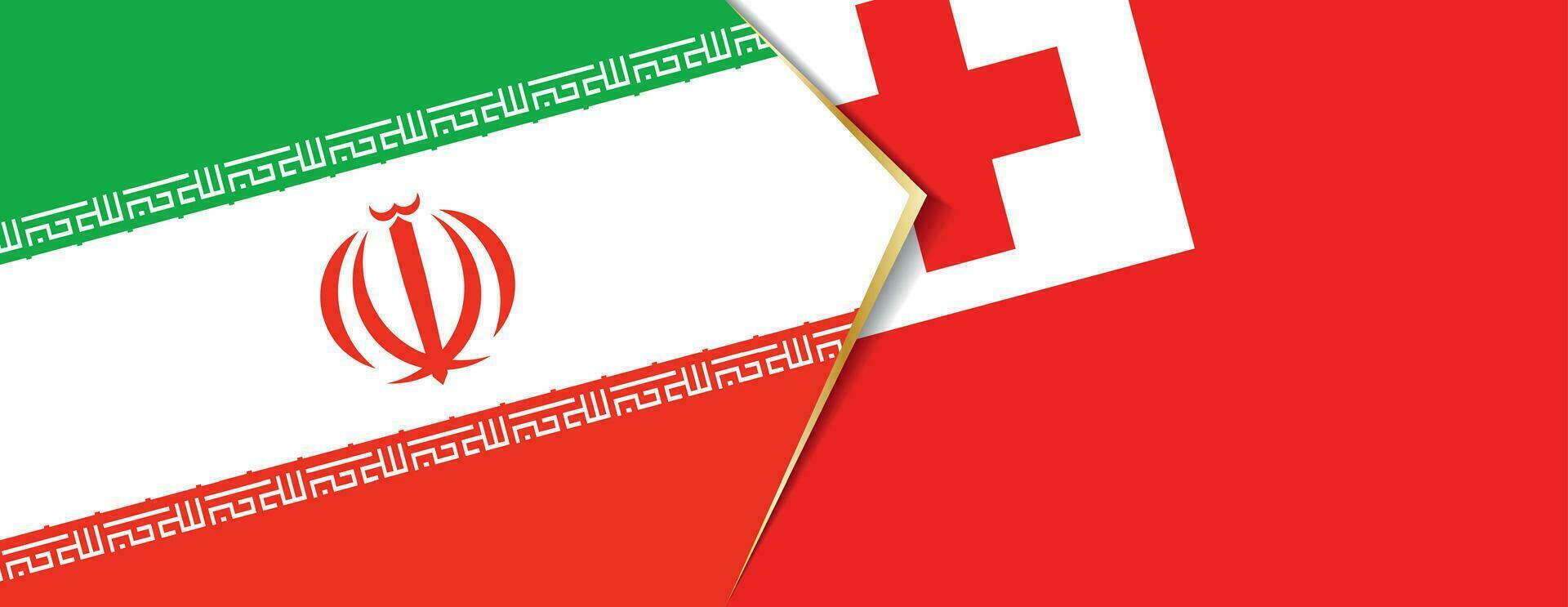 Iran and Tonga flags, two vector flags.