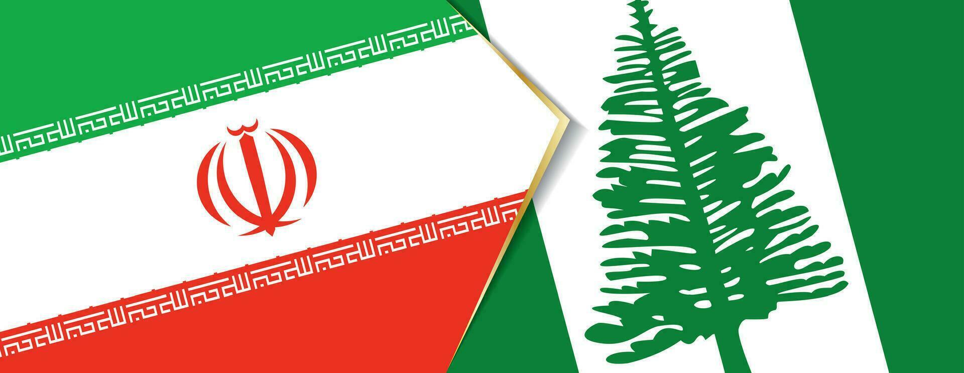 Iran and Norfolk Island flags, two vector flags.