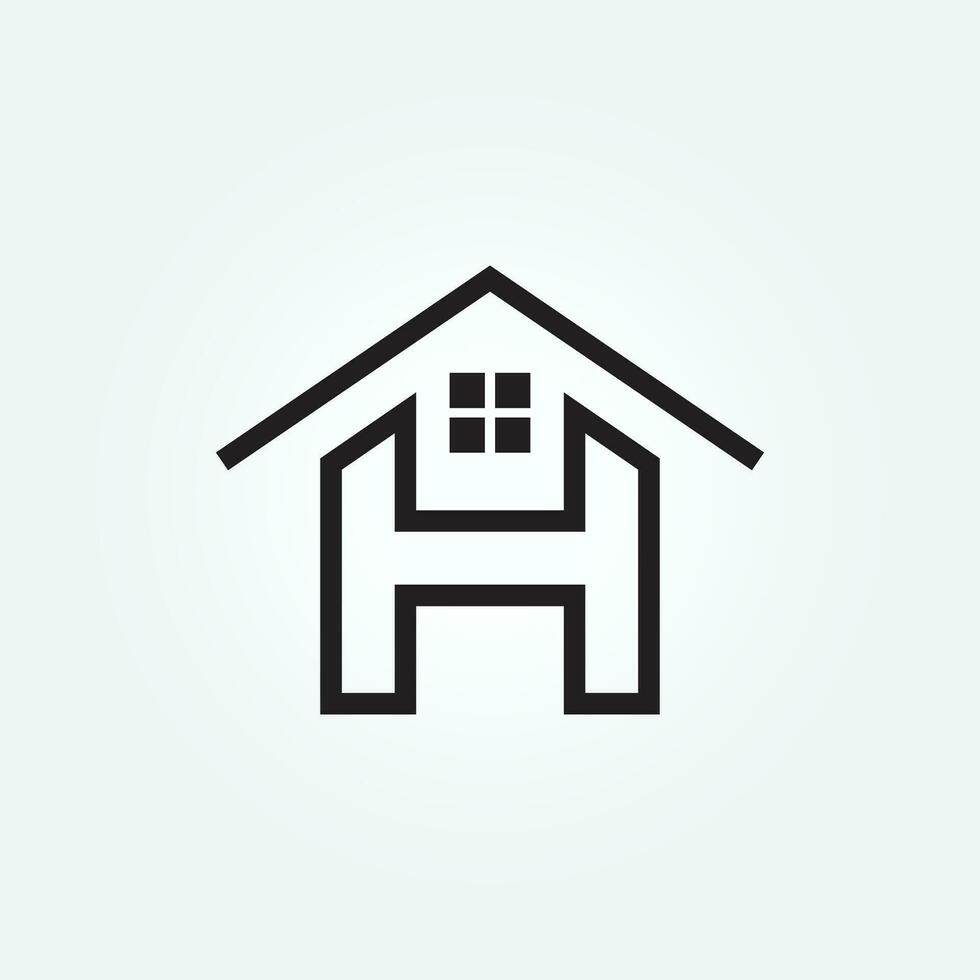 casa logo letra h icono diseño vector ilustración modelo