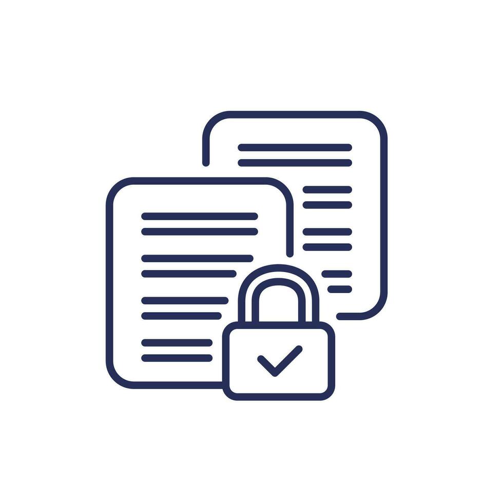 document protection line icon, data security vector