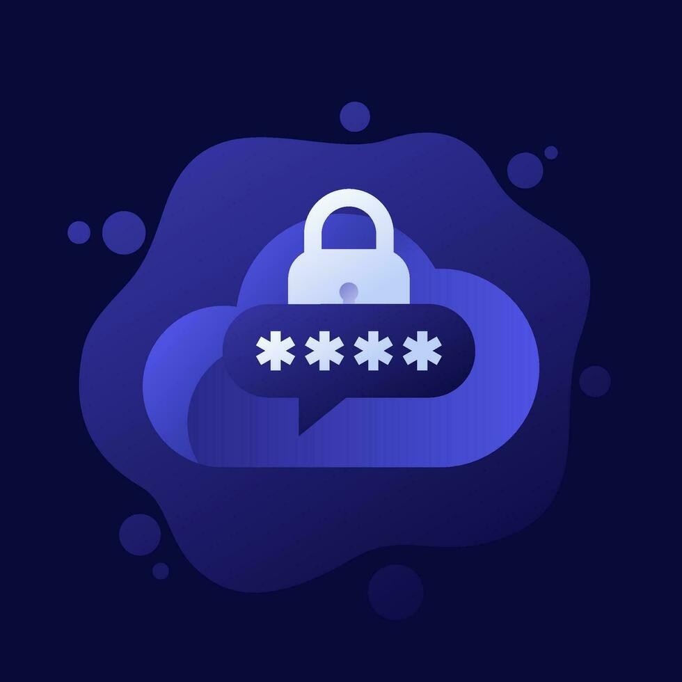 password access to cloud icon for web, vector design