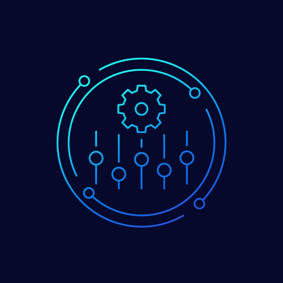 settings and options icon, linear design vector