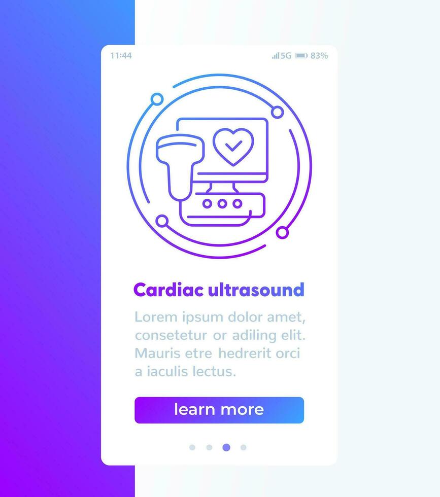 cardiac ultrasound banner design with line icon vector