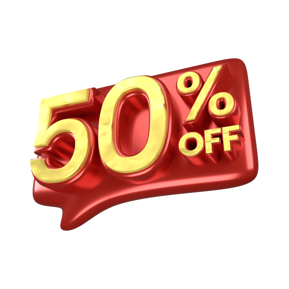 descuento 50 por ciento lujo oro y rojo oferta en 3d png