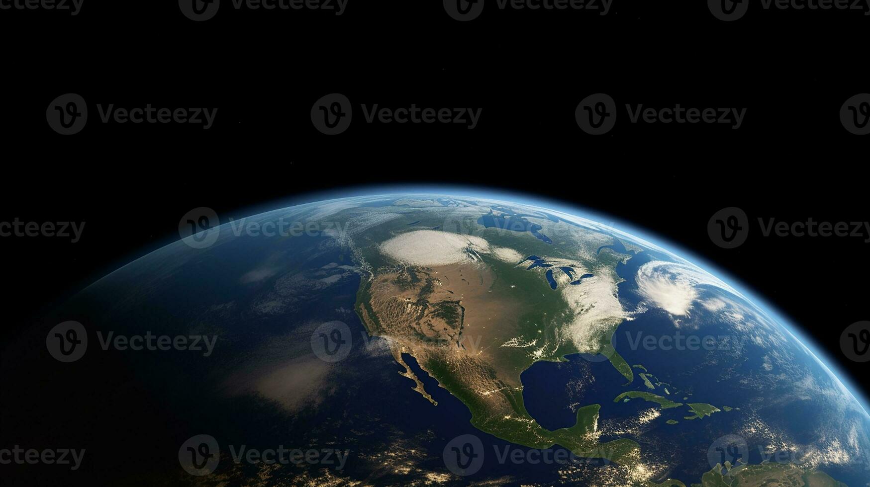 A picture of the earth from space with the sun shining on it. AI Generated photo