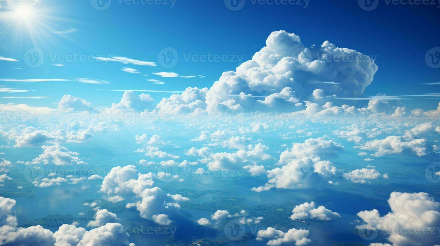 AI Generated Sunnyday bluesky with clouds photo