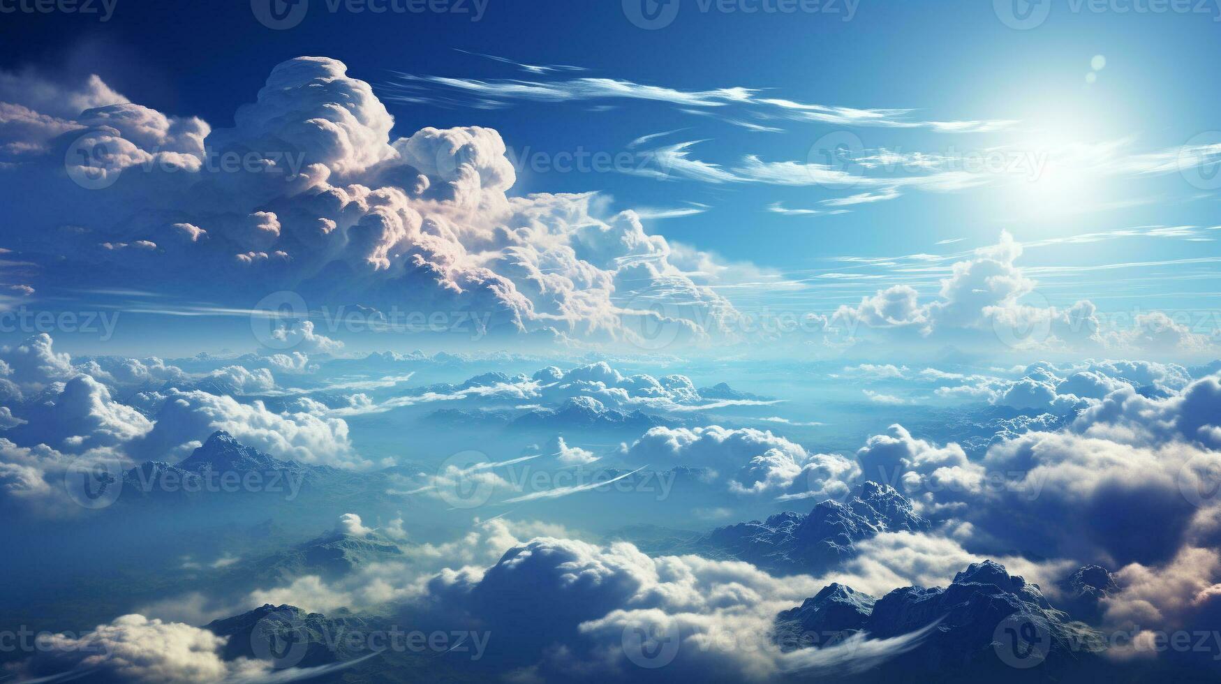 AI Generated Sunnyday bluesky with clouds photo