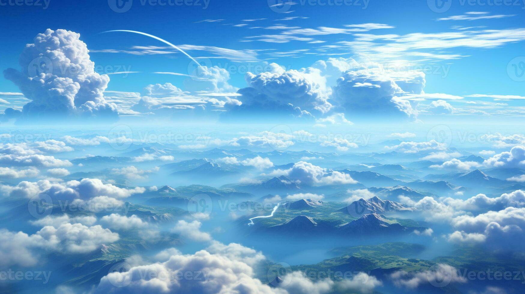 AI Generated Sunnyday bluesky with clouds photo