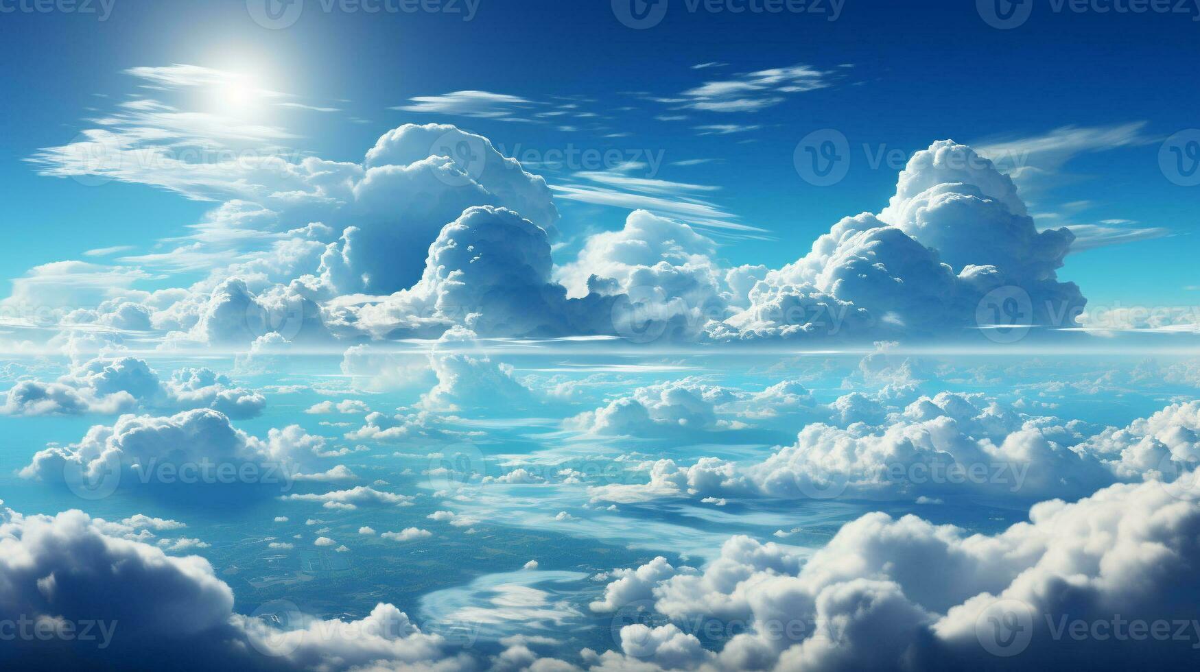 AI Generated Sunnyday bluesky with clouds photo