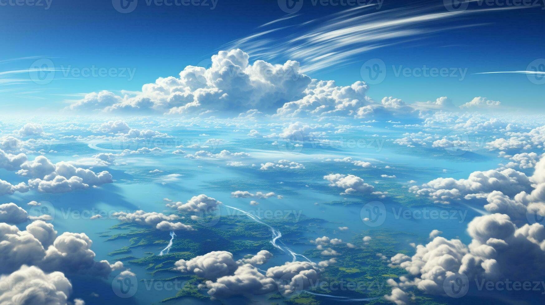 AI Generated Sunnyday bluesky with clouds photo