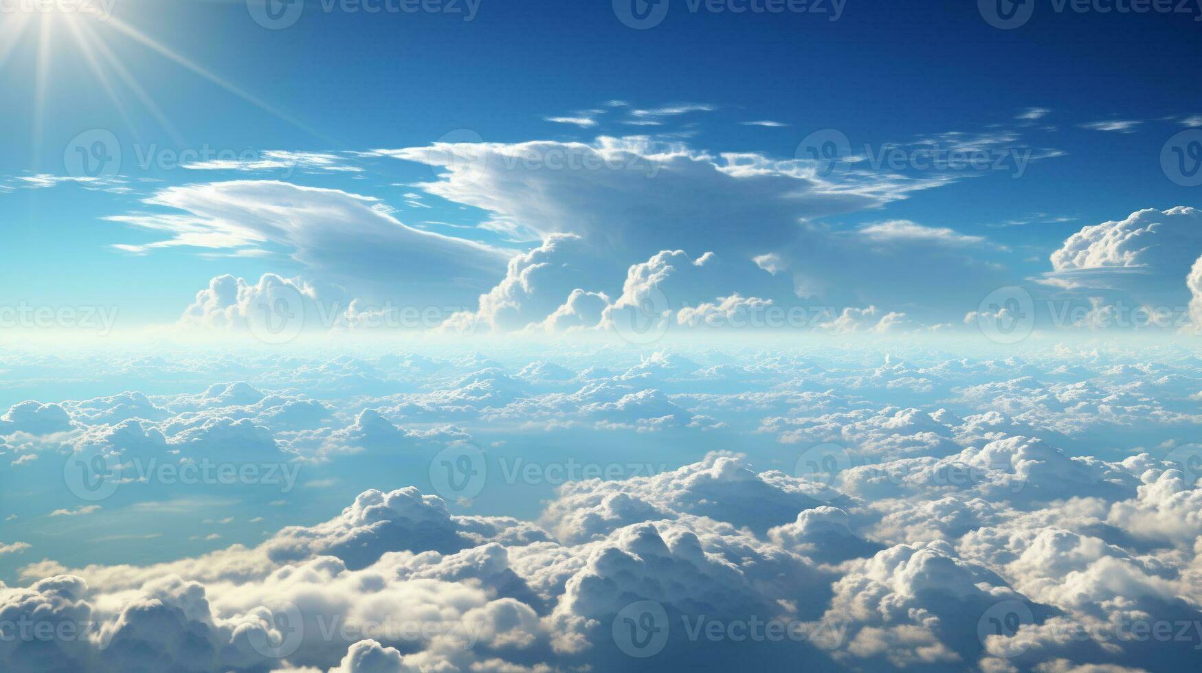 AI Generated Sunnyday bluesky with clouds photo