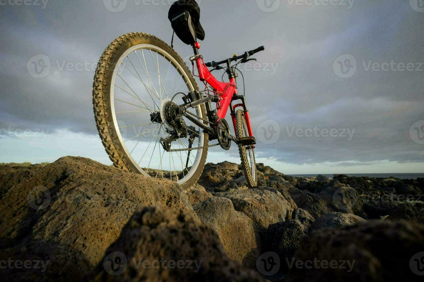 Red mountain bicycle photo