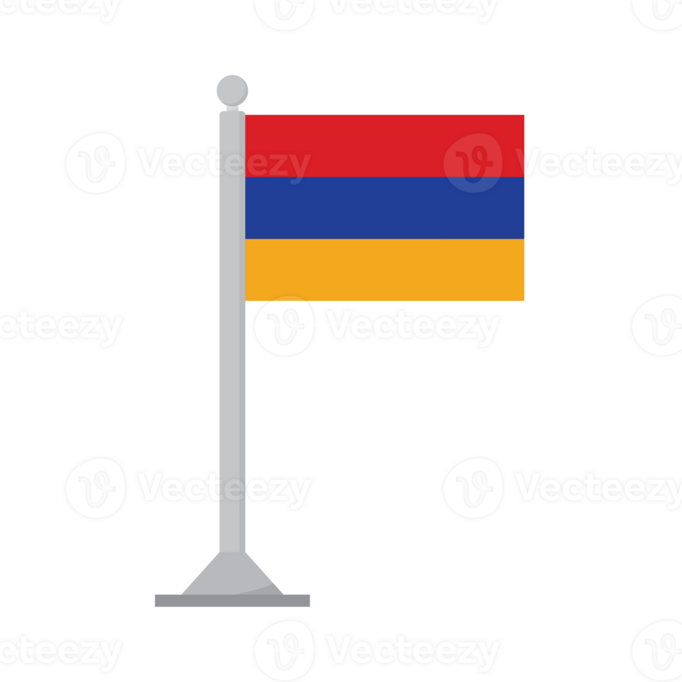 Flag of Armenia on flagpole isolated png
