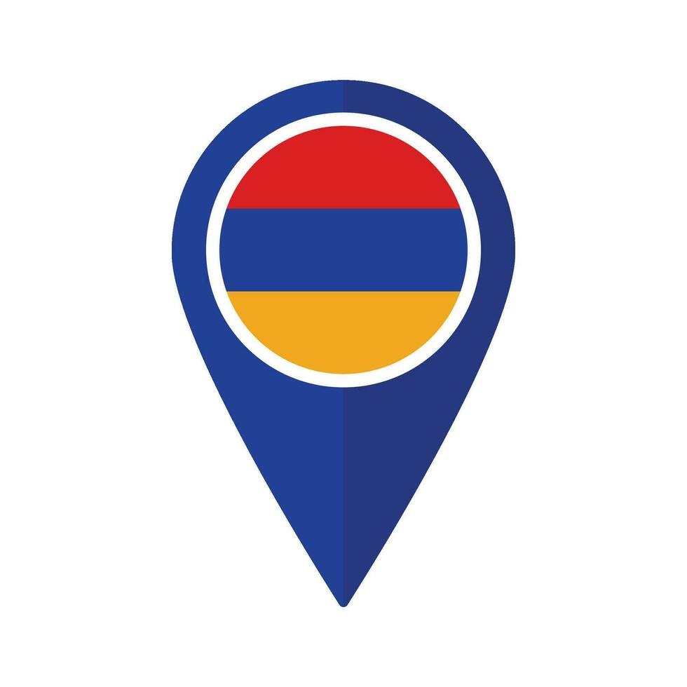 Flag of Armenia flag on map pinpoint icon isolated blue color vector