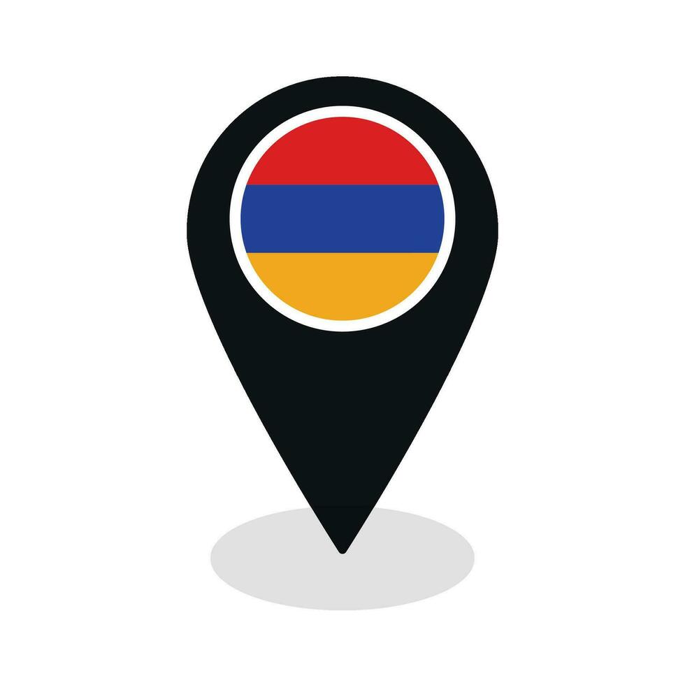 Flag of Armenia flag on map pinpoint icon isolated black color vector