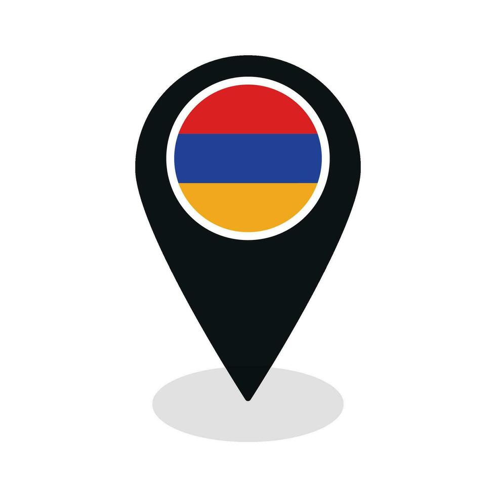 Flag of Armenia flag on map pinpoint icon isolated black color vector