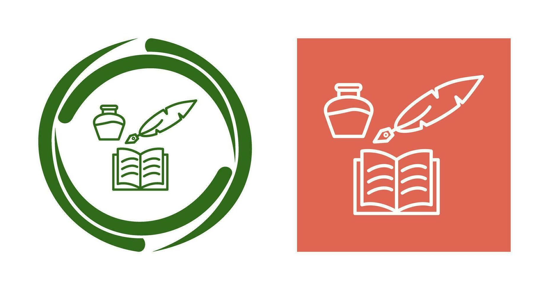 Unique Quill and Book Vector Icon
