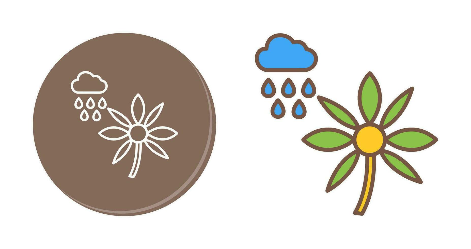 Flower with rain Vector Icon