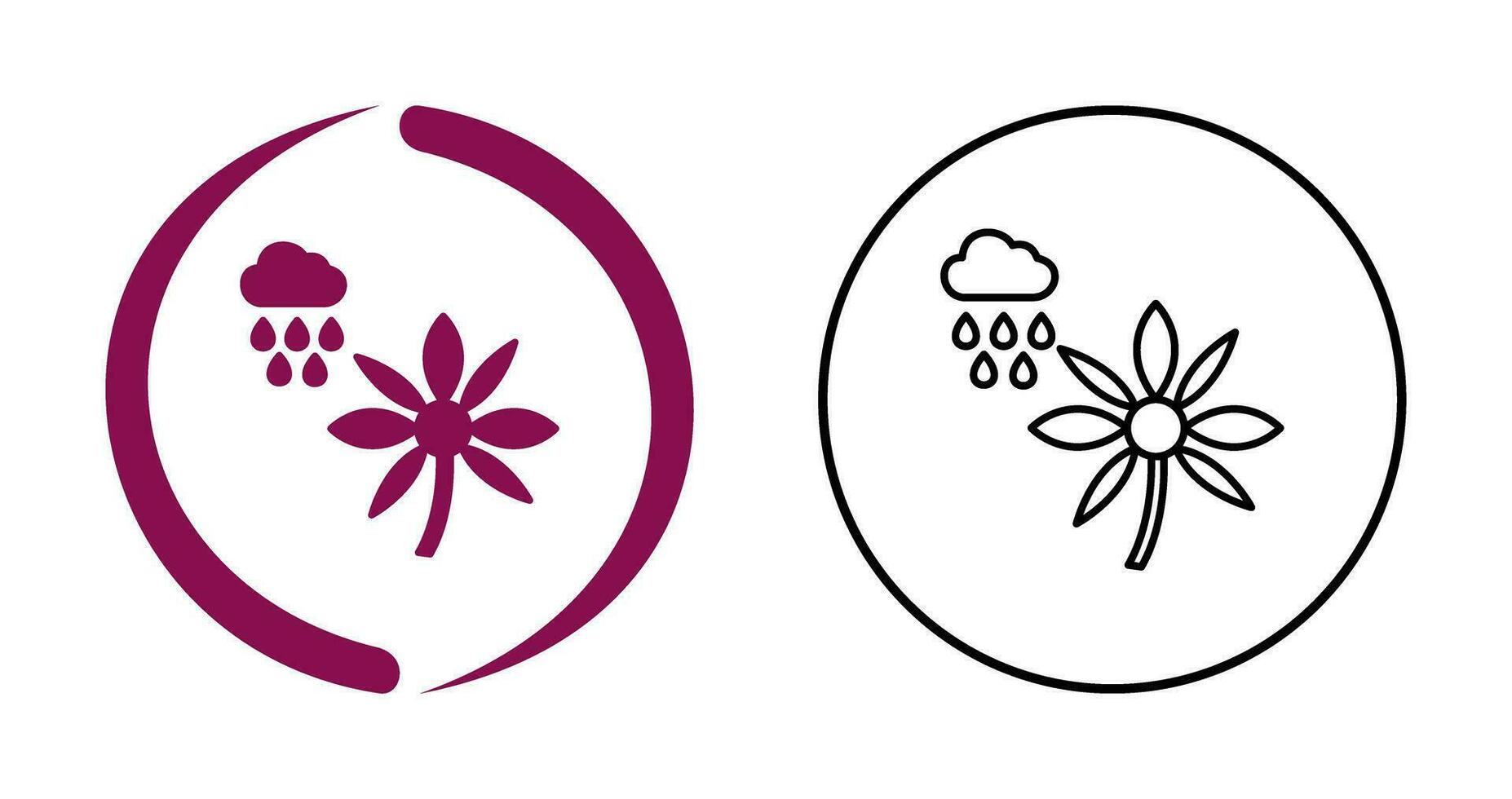 Flower with rain Vector Icon