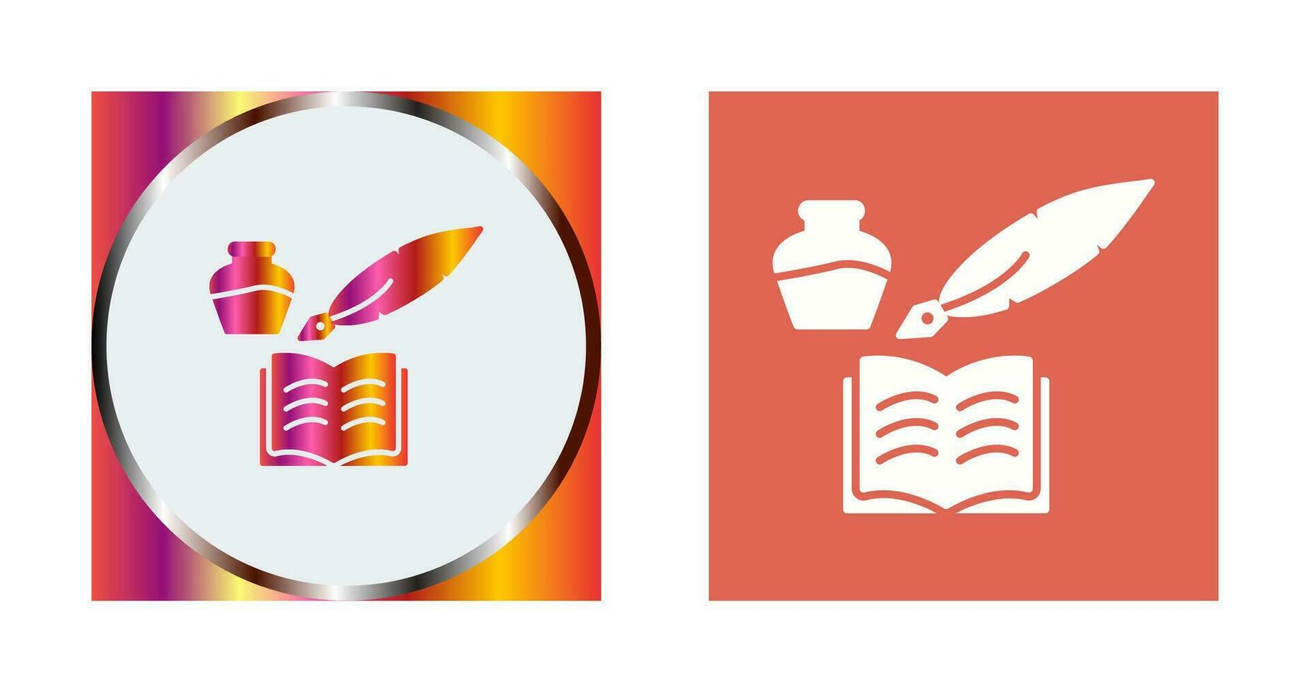 Unique Quill and Book Vector Icon