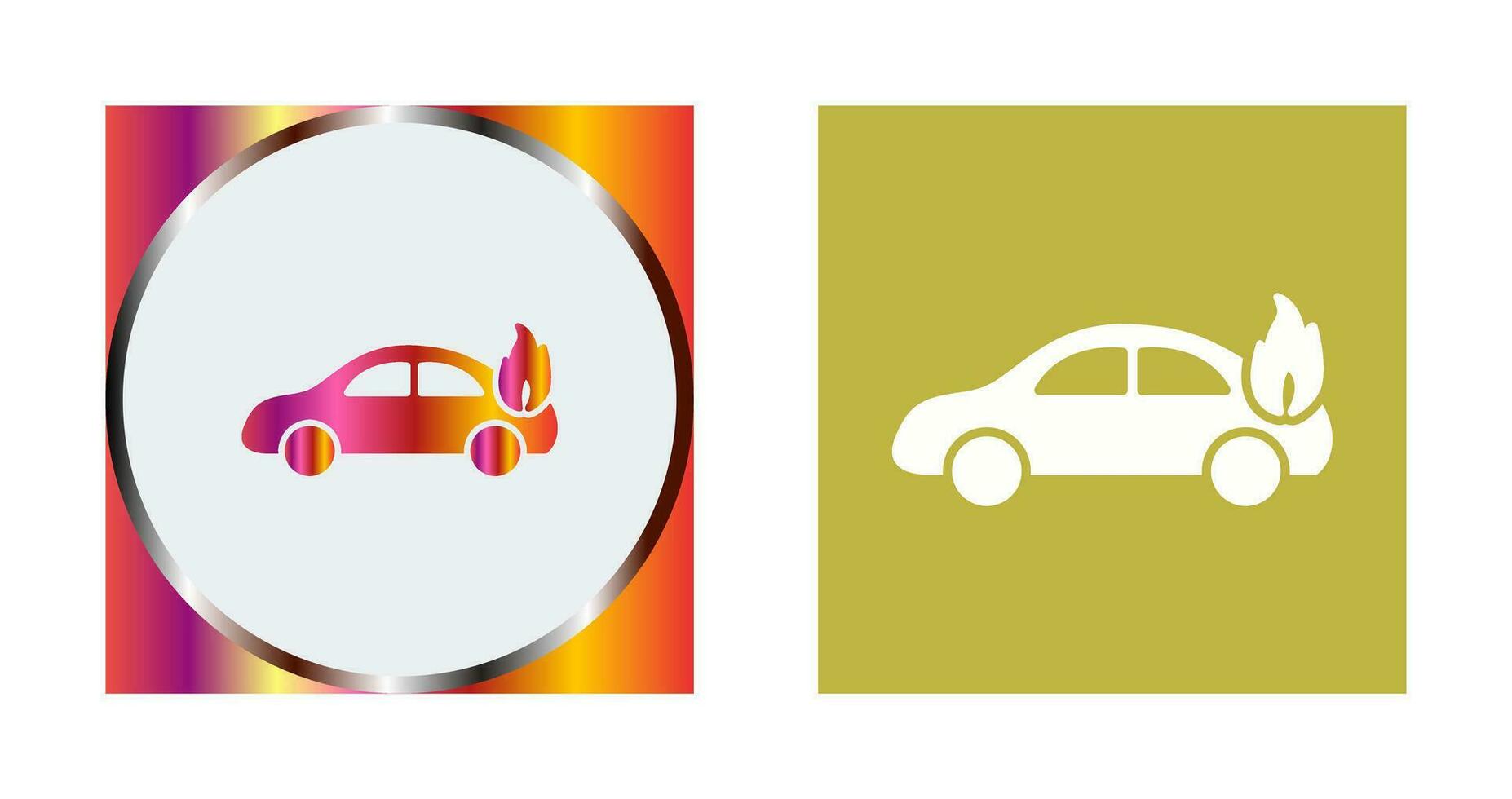 coche único en icono de vector de fuego