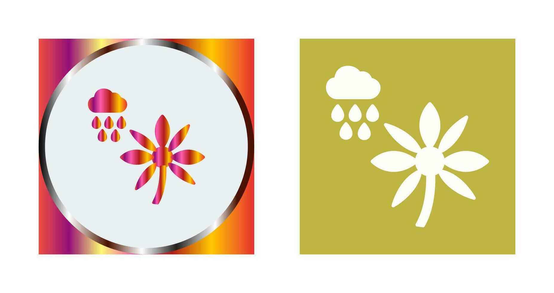 Flower with rain Vector Icon